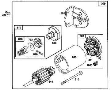 Motor And Drive Assembly Diagram and Parts List for 259700  Briggs and Stratton Engine